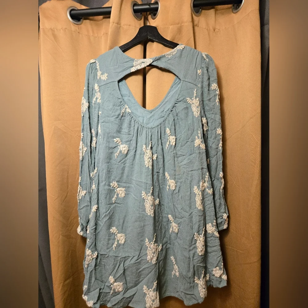 Free People Mini Dress M Emmas Embroidered Floral Tunic